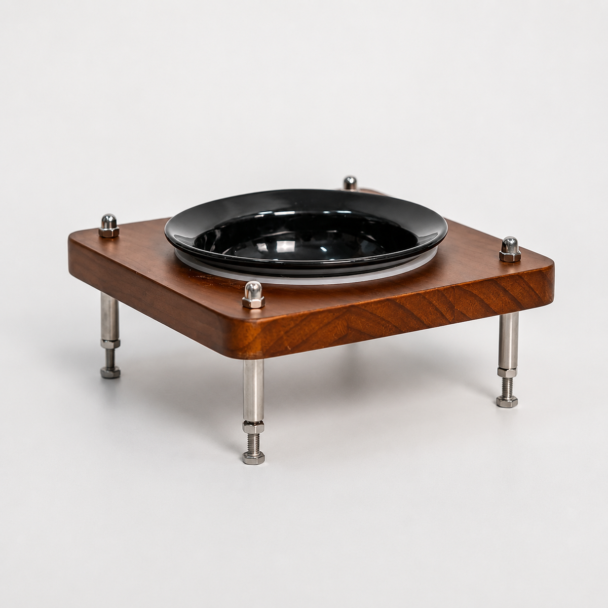 Adjustable Elevated Cat Bowl with Ceramic Dish – Wooden Raised Pet Feeder for Cats & Small Dogs | Adjustable Height & Angle