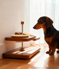 Adjustable Elevated Ceramic Pet Bowl Stand | Solid Wood Raised Dog & Cat Feeder | Modern Double Bowl Feeding Station