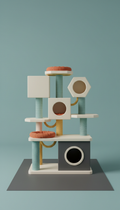 Modular cat tree with geometric platforms